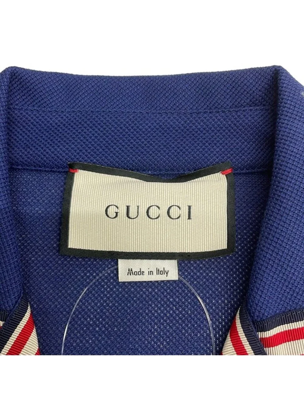 Gucci Short Sleeve Polo Shirt XS Navy Red Interlocking